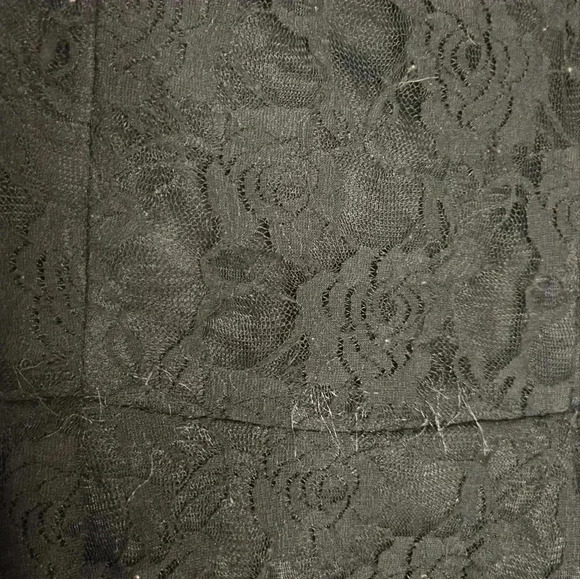 Women's/teen lace off the shoulder one strap Navy blue short dress with pockets. - Picture 6 of 8